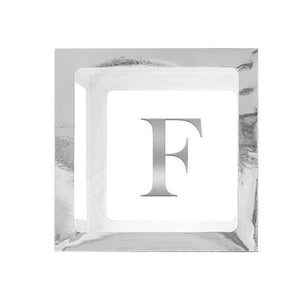 Metallic Silver Balloon Cube Box with Letter F