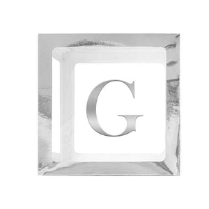 Metallic Silver Balloon Cube Box with Letter G