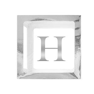 Metallic Silver Balloon Cube Box with Letter H