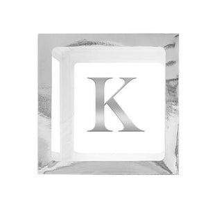 Metallic Silver Balloon Cube Box with Letter K