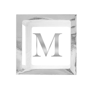 Metallic Silver Balloon Cube Box with Letter M