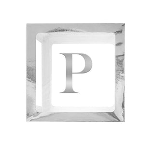 Metallic Silver Balloon Cube Box with Letter P