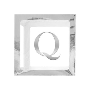 Metallic Silver Balloon Cube Box with Letter Q