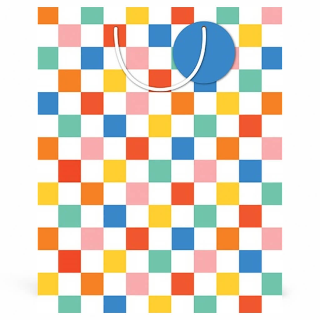 Colourful checker large gift bag square pattern