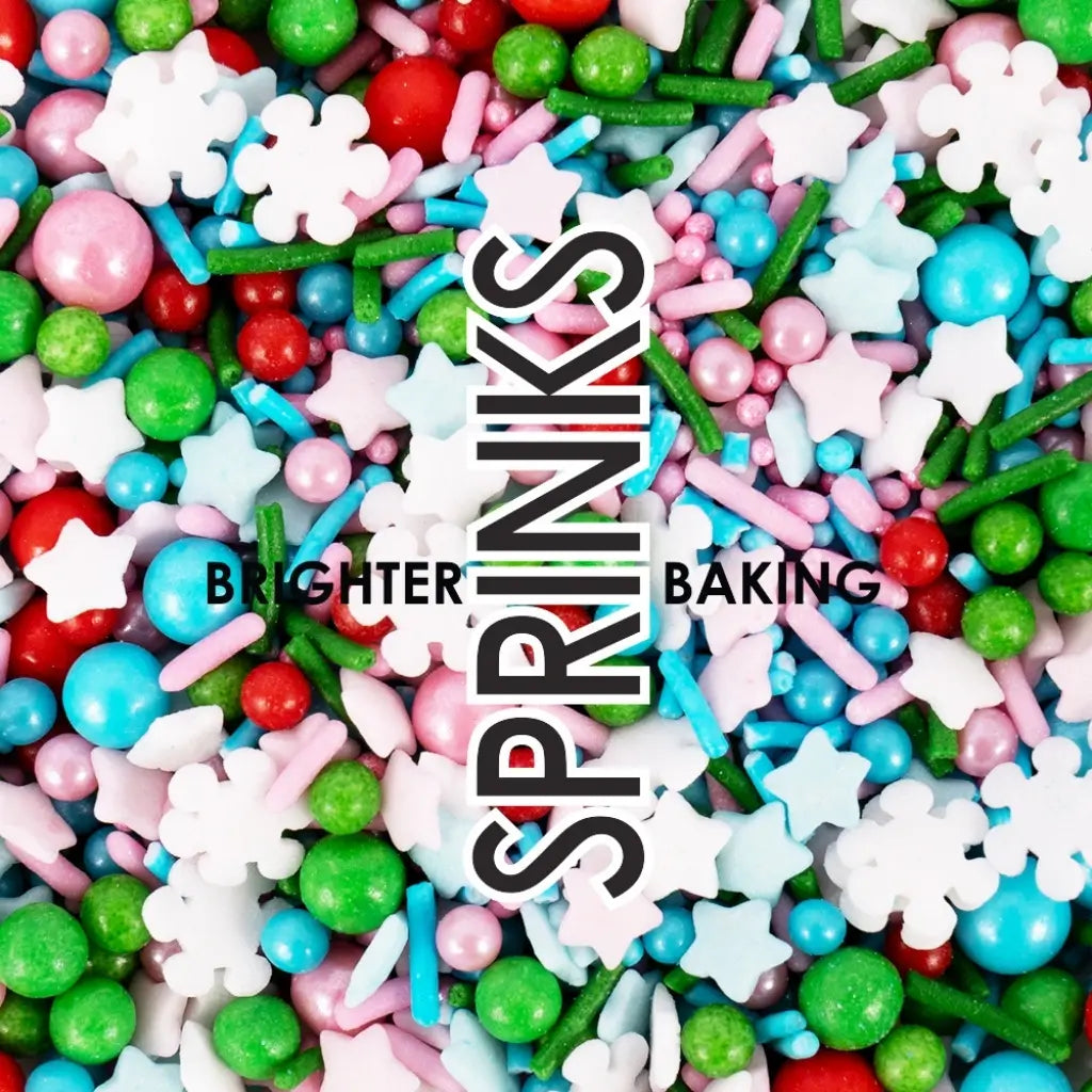 Pink, blue, green and red festive sprinkle mix