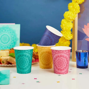 Happy Diwali Mandala 250ml paper cups pack of 8