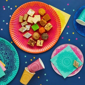 Assorted mandala Diwali party tableware table settings