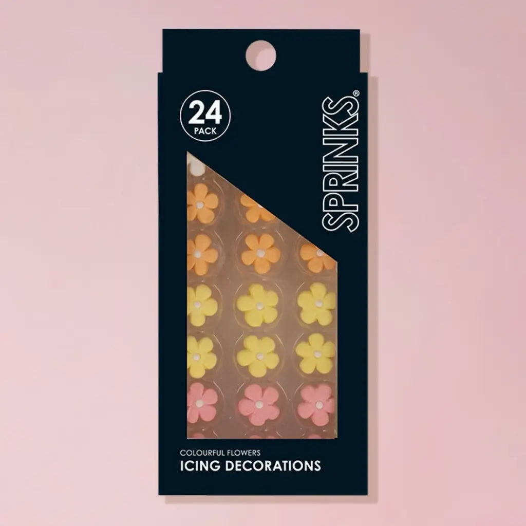 Edible pastel flower sugar decorations for cupcakes and cakes