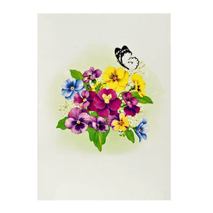 Colourful Pansy Flower Garden with Butterflies 3D Pop-Up Greeting Card cover