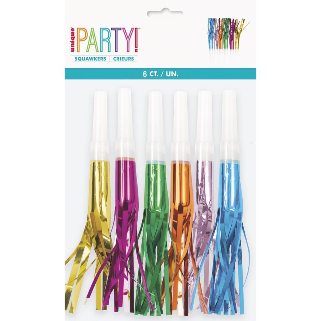 Colourful Foil Fringed Squawkers 8pk