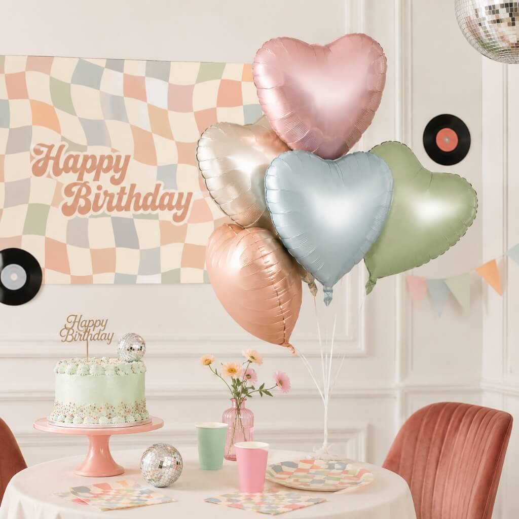 Colourful retro heart balloons matte mixed colours