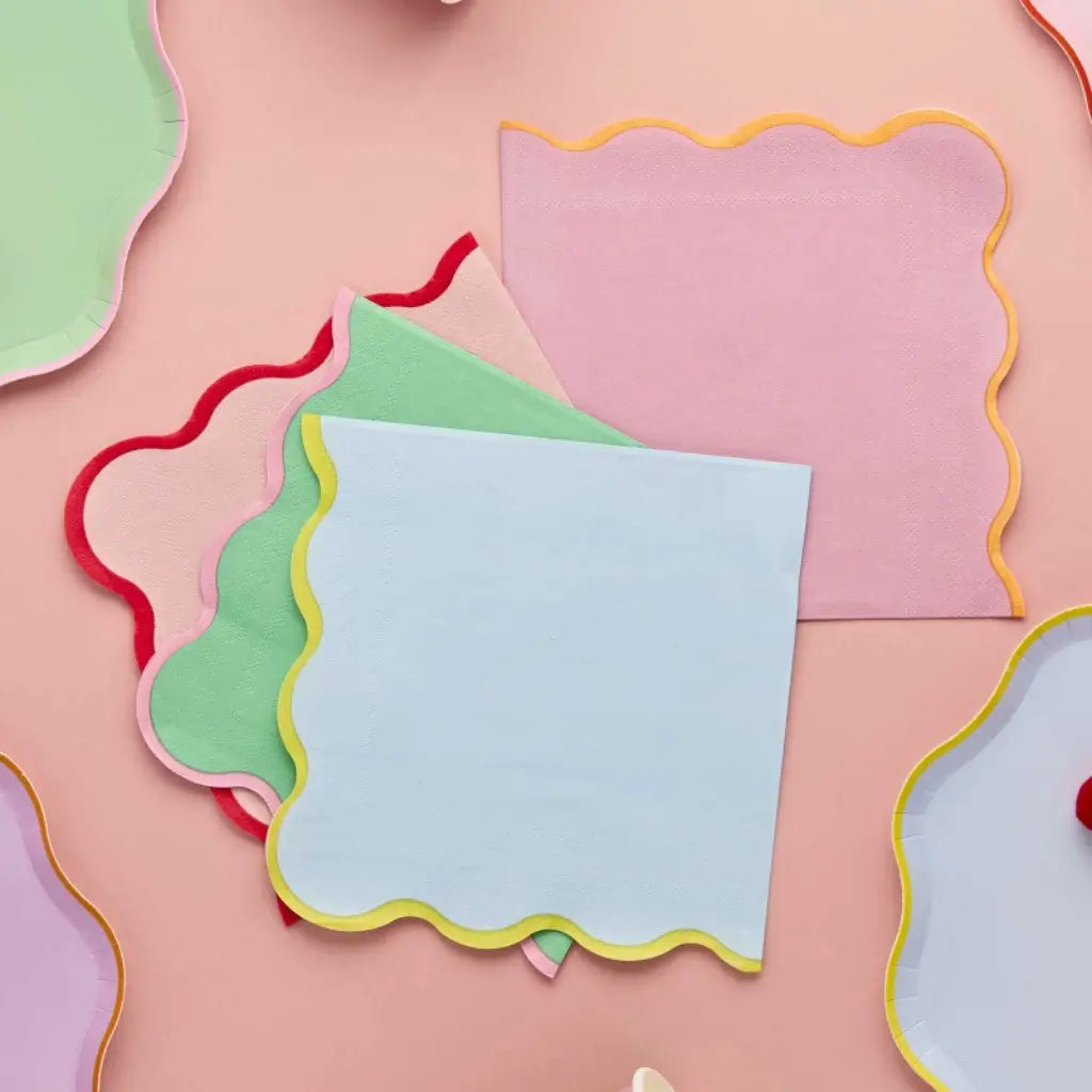 Bright pastel lunch napkins for baby shower or picnic décor