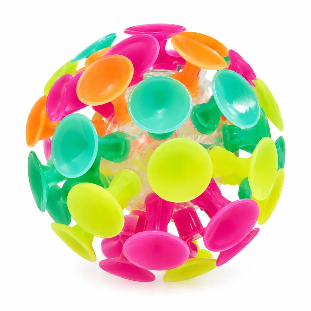 Colourful sensory ball covered with bright flexible suction cups