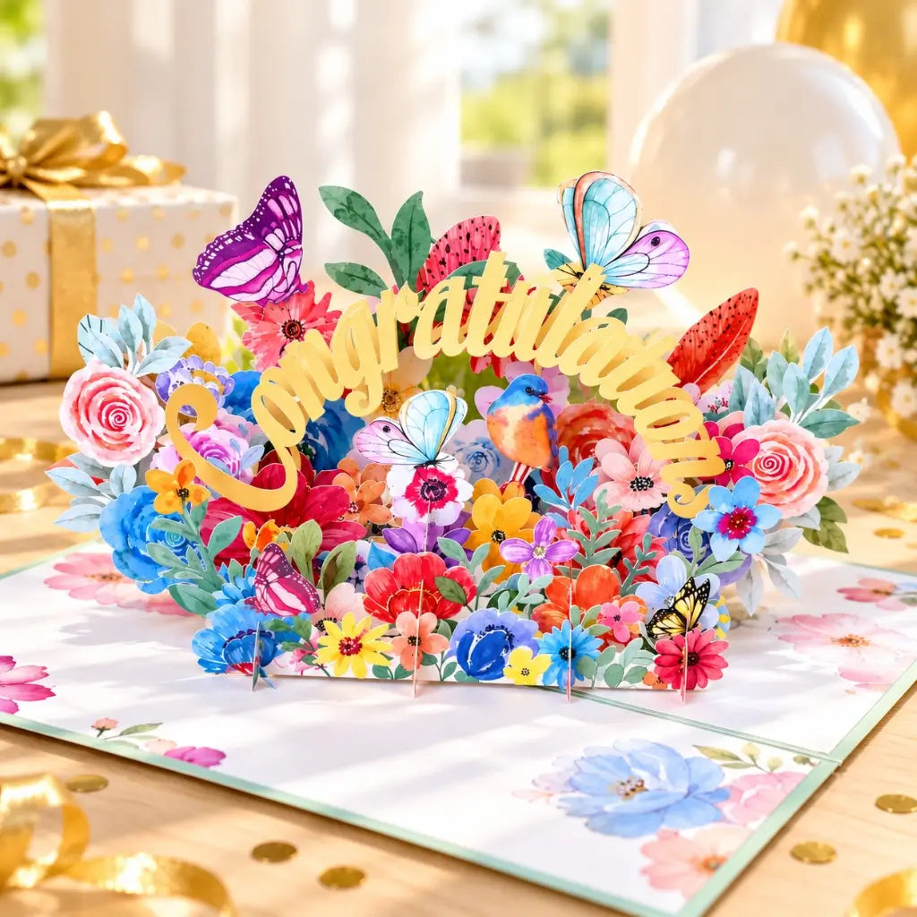 CONGRATULATIONS in Spring Garden 3D Pop Up Greeting Card