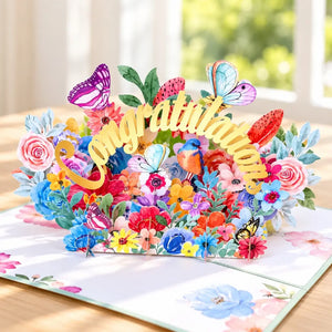 CONGRATULATIONS in Spring Garden 3D Pop Up Greeting Card