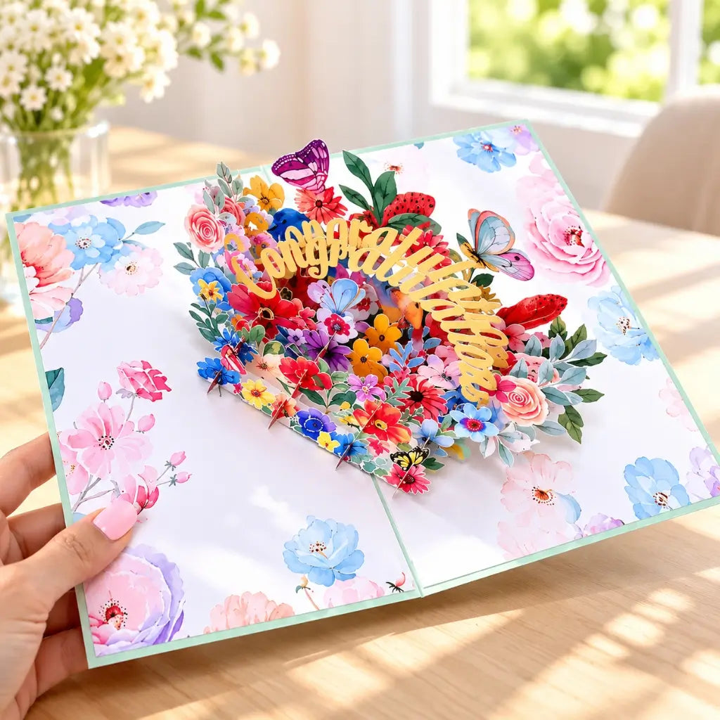 CONGRATULATIONS in Spring Garden 3D Pop Up Greeting Card