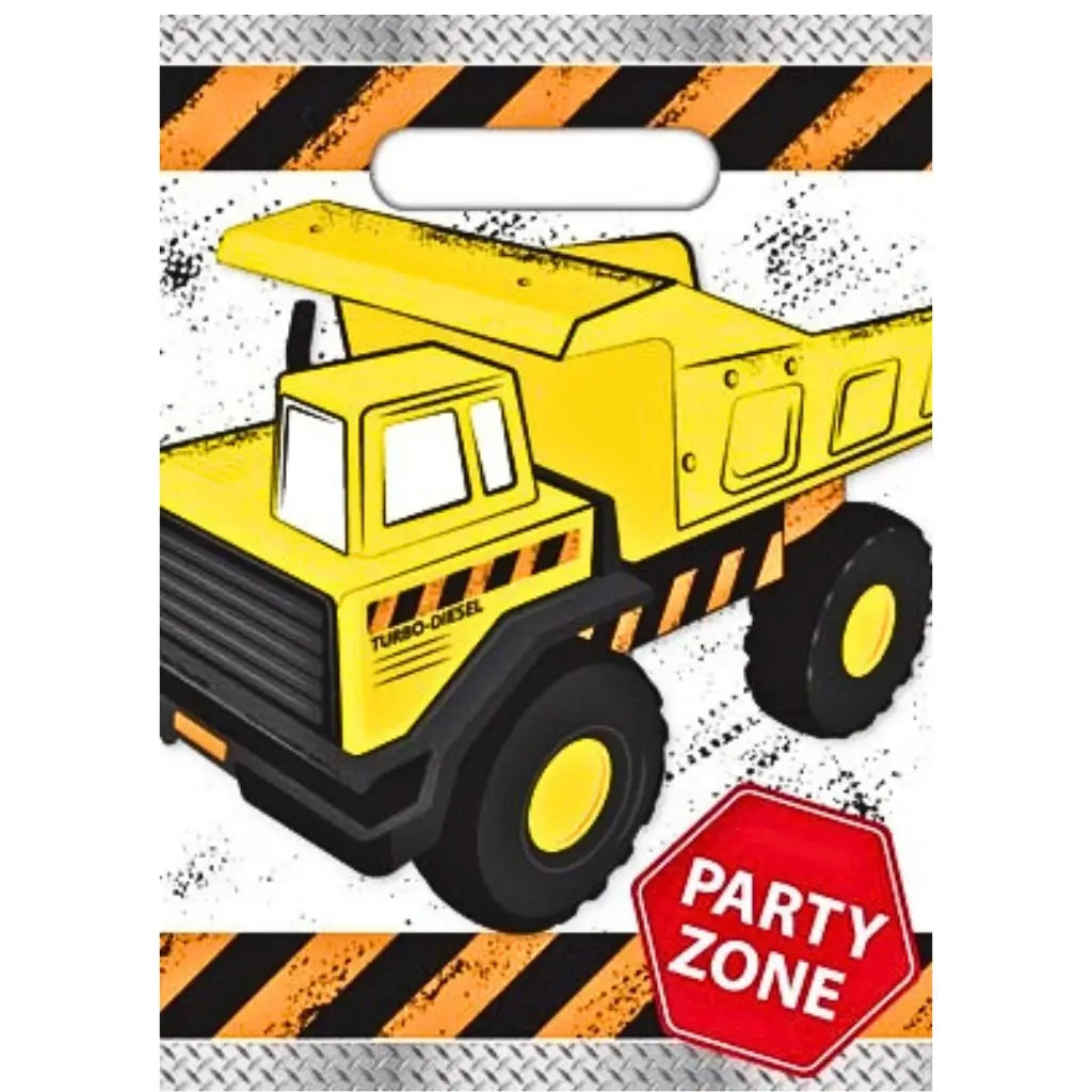 Construction dump truck plastic party loot bags pack