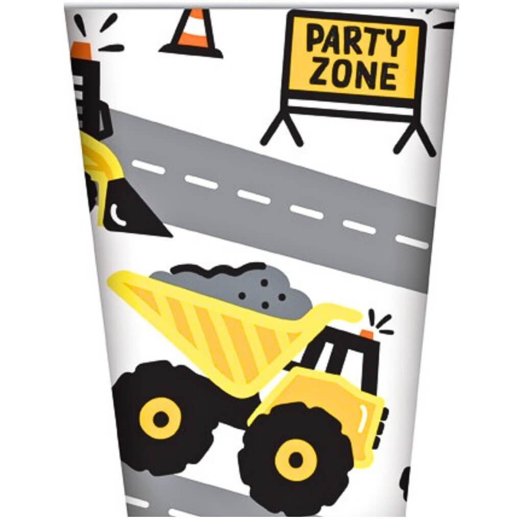 Construction Party Zone paper cups for kids