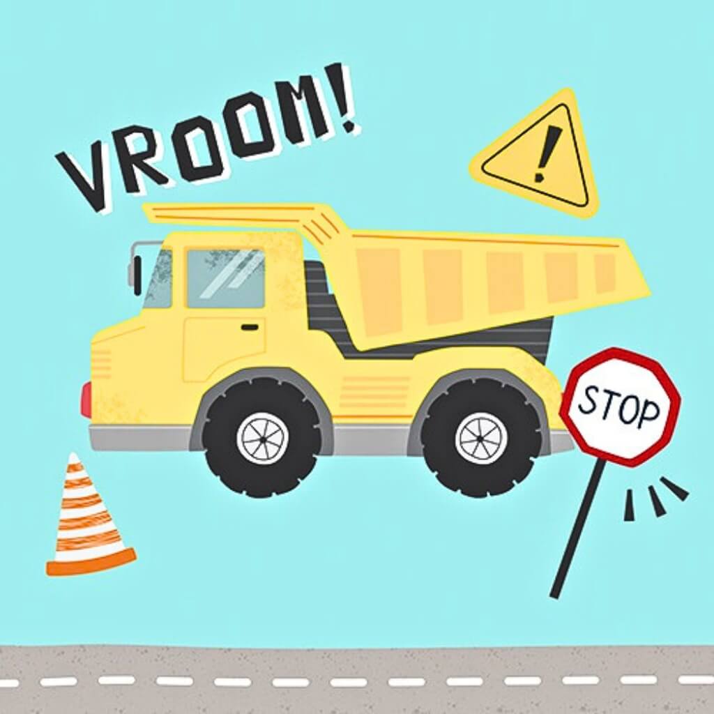 Construction road works dump truck party napkins