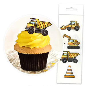 construction truck edible wafer paper cupcake toppers pack of 16