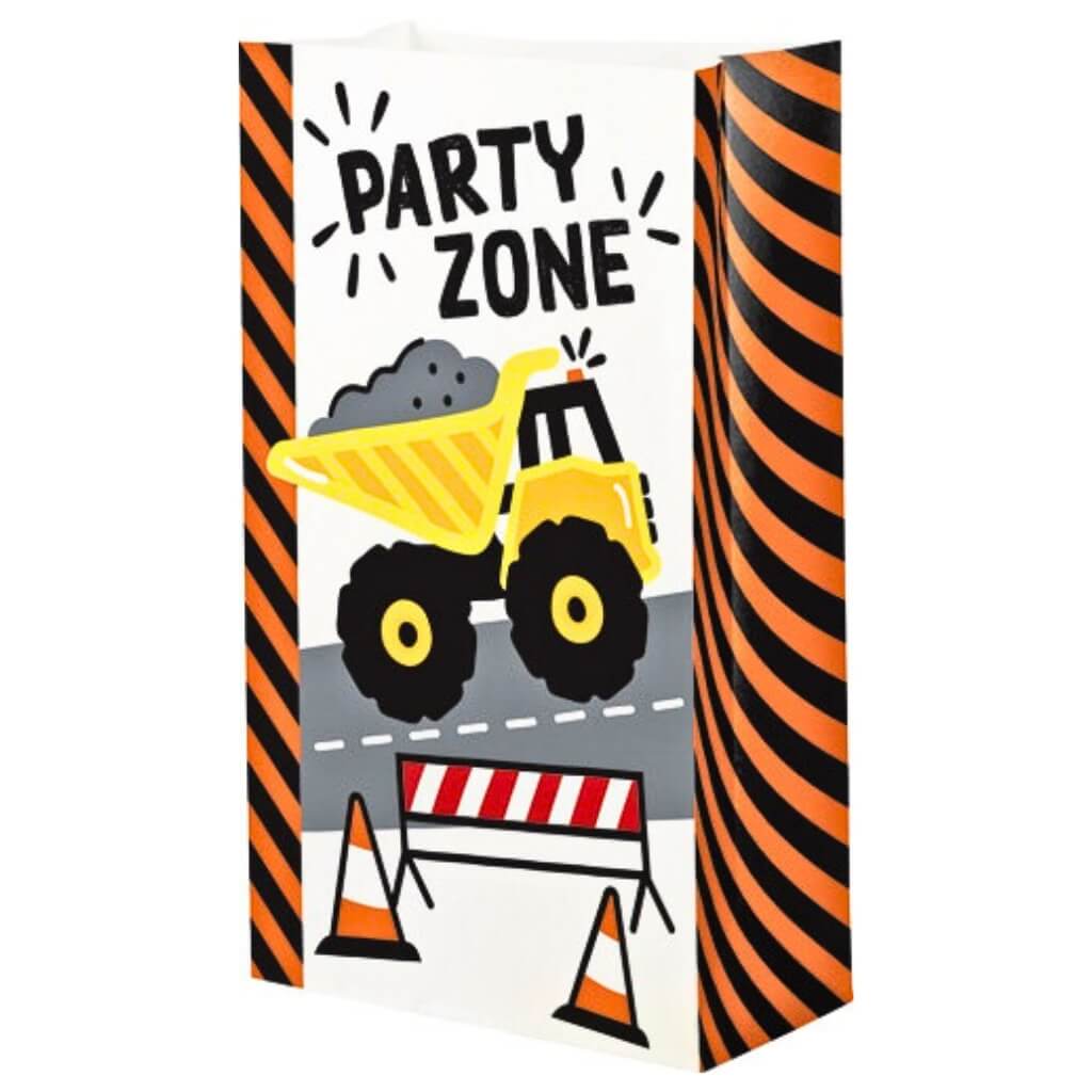 Construction truck paper party loot bags pack for kids birthday