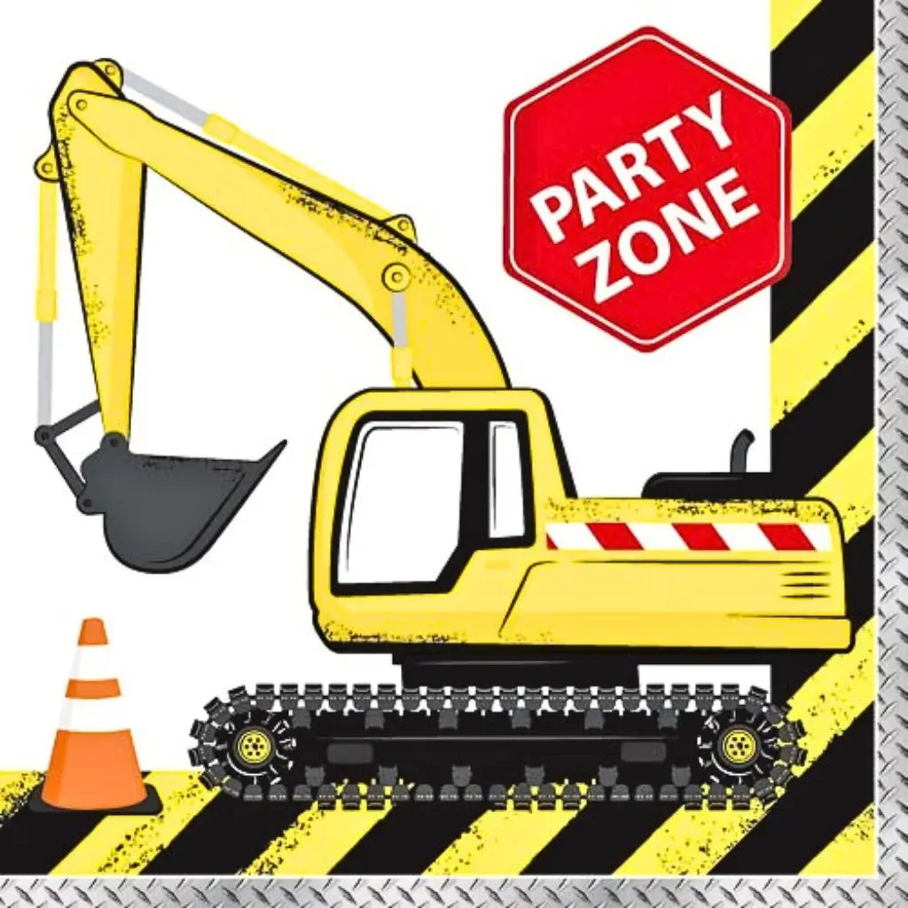 Construction truck digger party lunch napkins