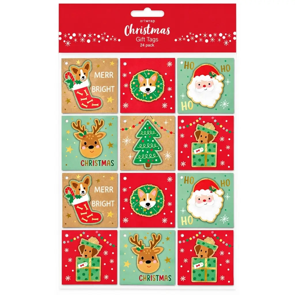 Contemporary Christmas gift tags with six assorted festive designs