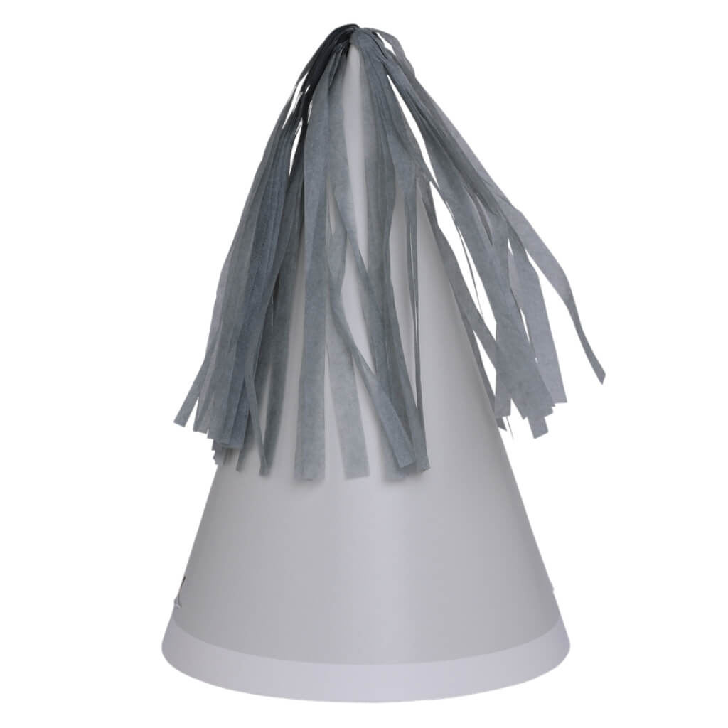 Cool Grey Party Hats with Tassel Toppers 10pk