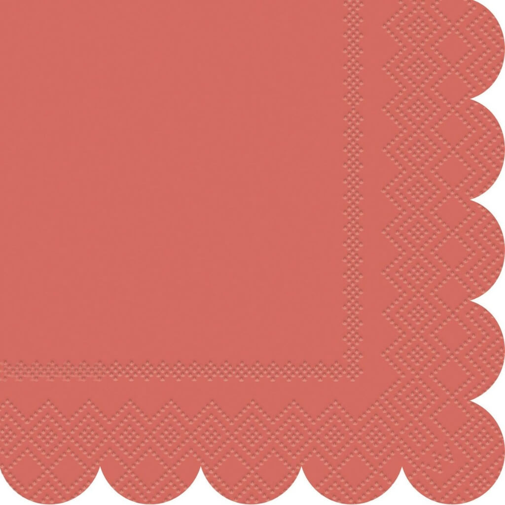 Coral Scalloped Edge Beverage Napkins 16pk