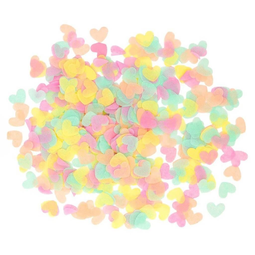 Cotton Candy Heart Confetti Mix – 20g Pastel Party Table Scatter 1.5cm