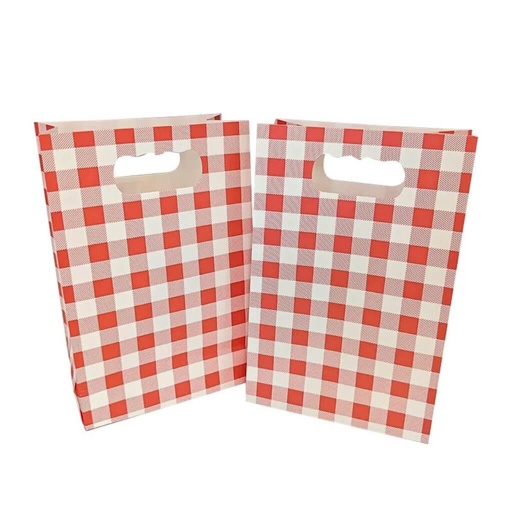 Country style red gingham party favour bags