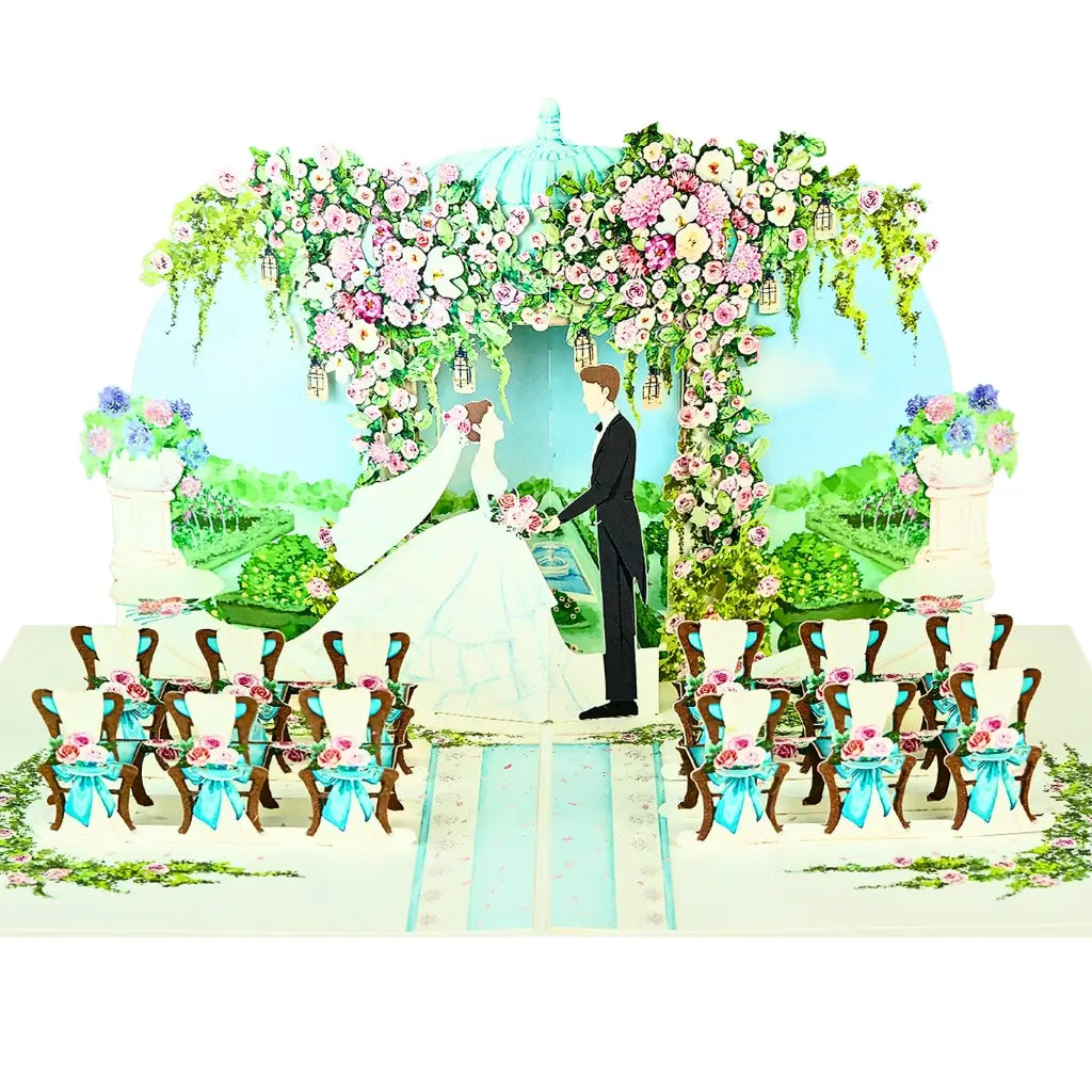 Country Wedding with Bride & Groom 3D Pop Up Greeting Card