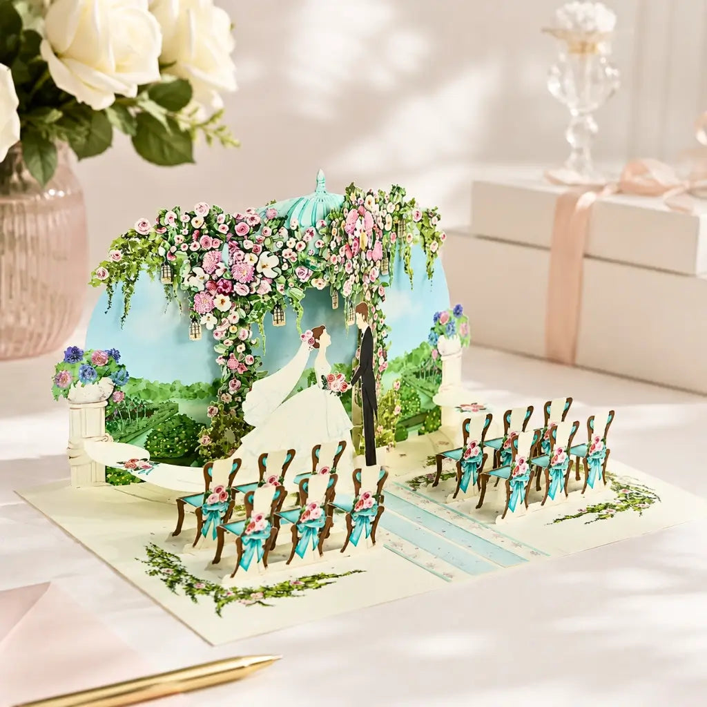 Country Wedding with Bride & Groom Pop Card