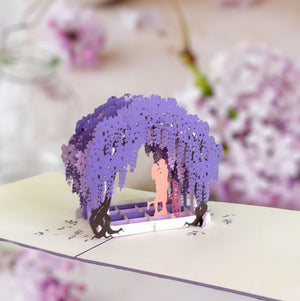 Couple With Bicycle Under Wisteria Arch 3D Pop Up Greeting Card - Online Party Supplies