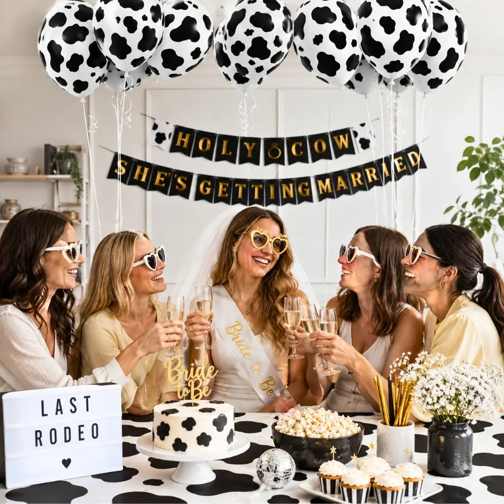 Cow Print Latex Balloons 30cm 6 Pack – Farm Cowboy Party Decor