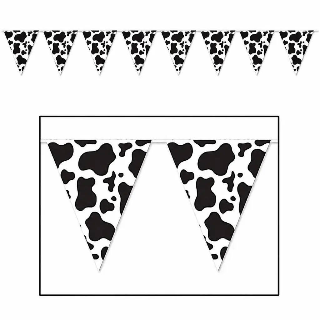 Cow print bunting for farm party