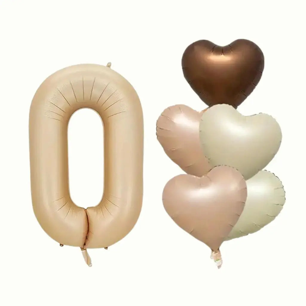 Retro Cream Caramel Chocolate Age Birthday Balloon Bundle 6pk age 1