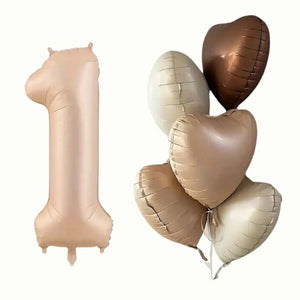 Retro Cream Caramel Chocolate Age Birthday Balloon Bundle 6pk age 1