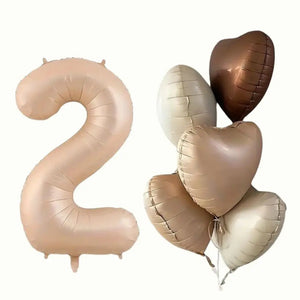 Retro Cream Caramel Chocolate Age Birthday Balloon Bundle 6pk age 2