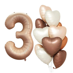 Retro Caramel Age 3 Birthday Balloon Bundle 13pk