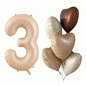 Retro Cream Caramel Chocolate Age Birthday Balloon Bundle 6pk age 3