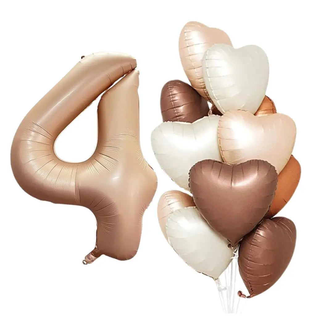 Retro Caramel Age 4 Birthday Balloon Bundle 13pk