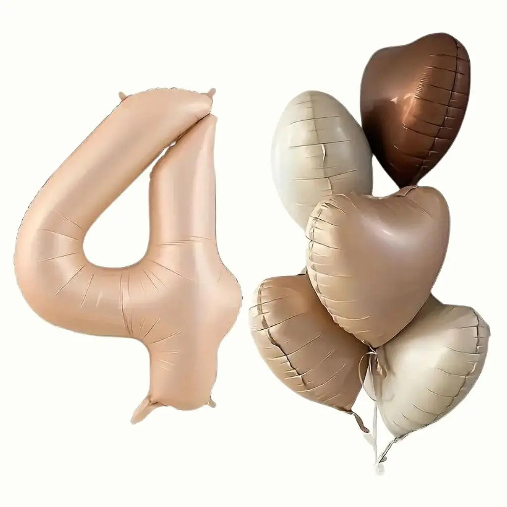 Retro Cream Caramel Chocolate Age Birthday Balloon Bundle 6pk age 4
