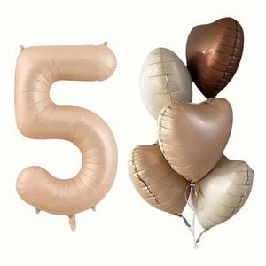 Retro Cream Caramel Chocolate Age Birthday Balloon Bundle 6pk age 5
