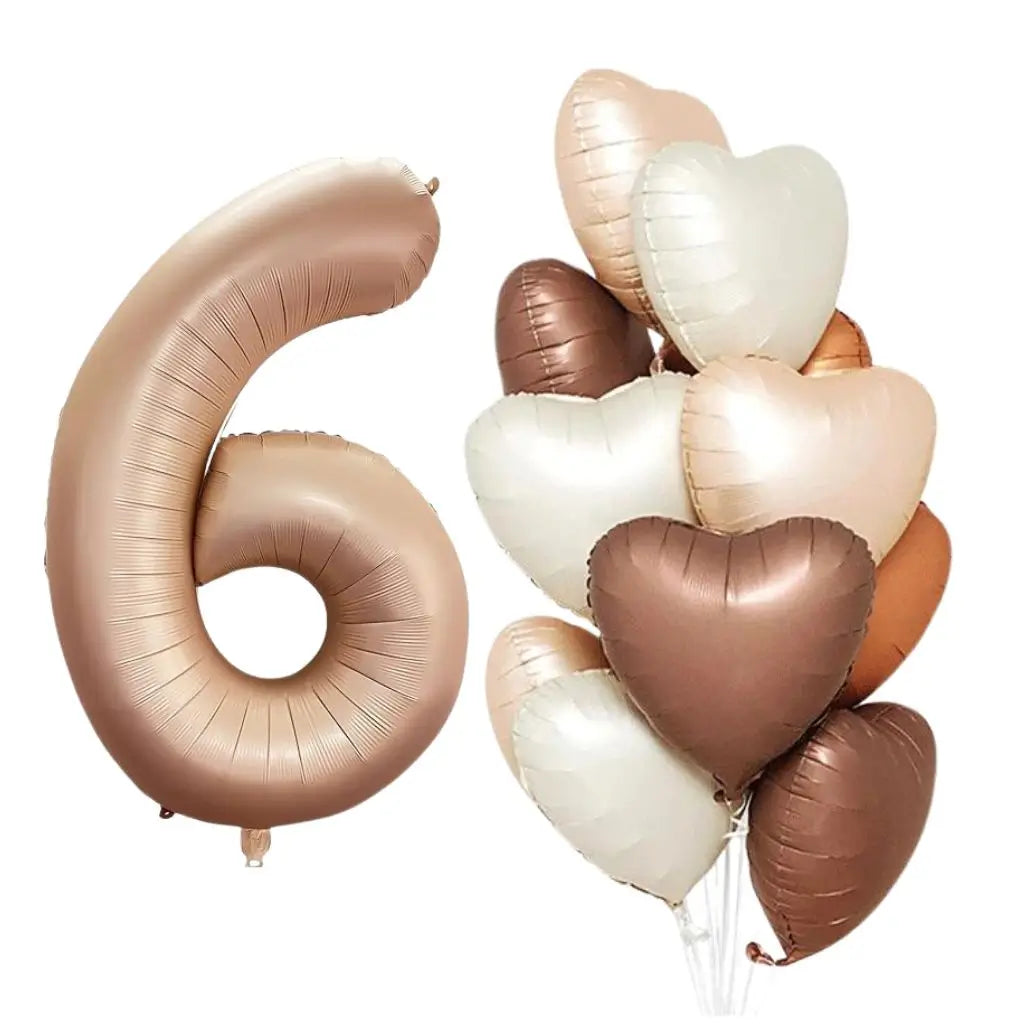 Retro Caramel Age 6 Birthday Balloon Bundle 13pk