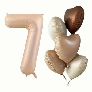 Retro Cream Caramel Chocolate Age Birthday Balloon Bundle 6pk age 7