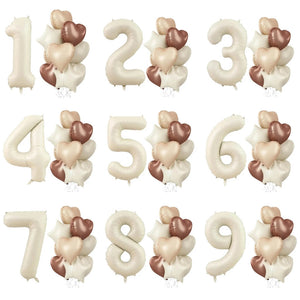 Retro Boho Heart Star Birthday Balloon Bouquet 10pk number 0 to 9