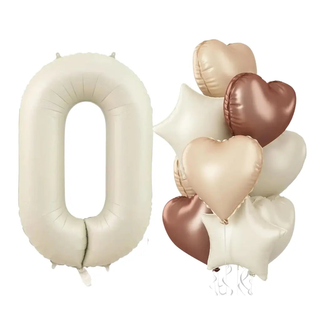 Retro Boho Heart Star Birthday Balloon Bouquet 10pk number 0