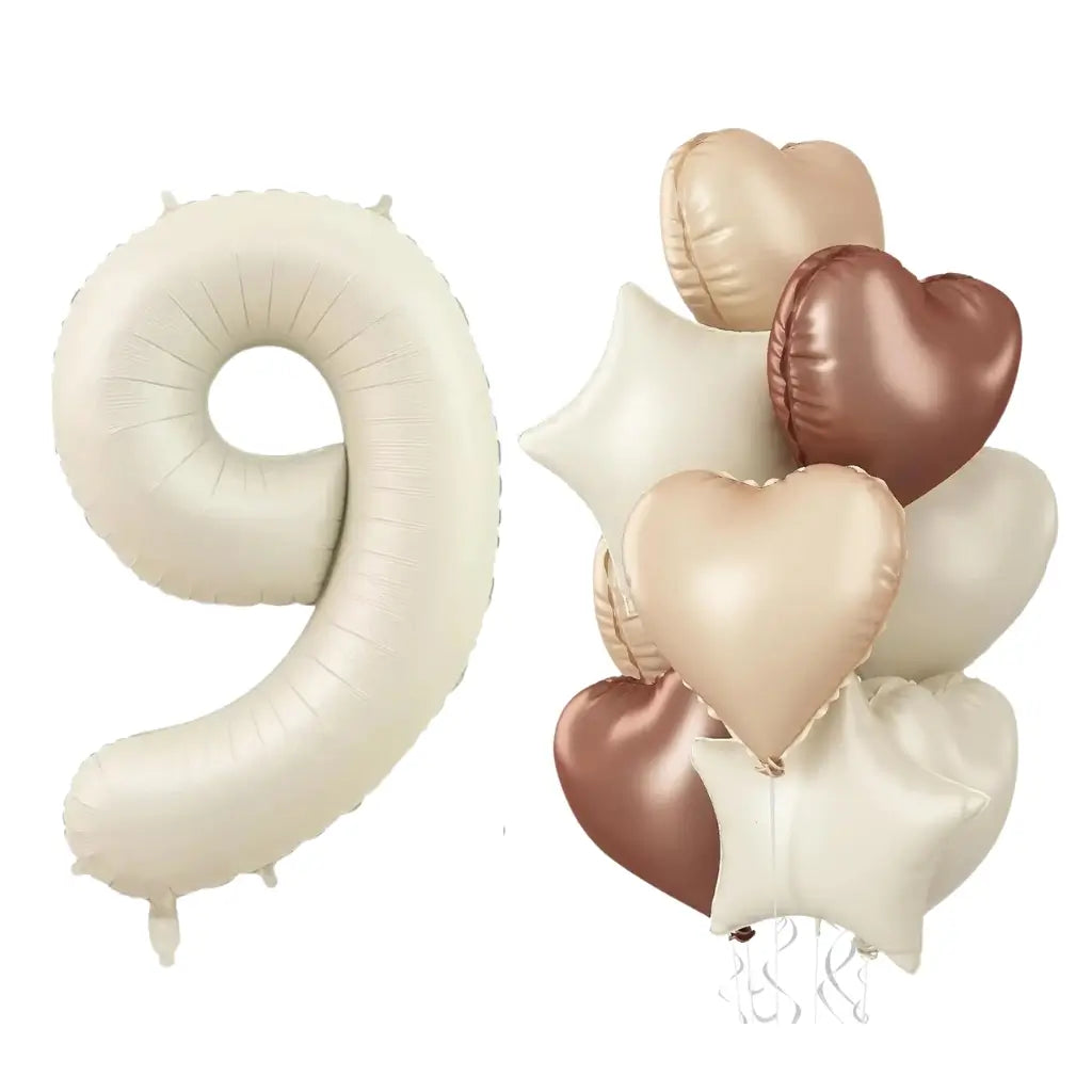 Retro Boho Heart Star Birthday Balloon Bouquet 10pk number 9