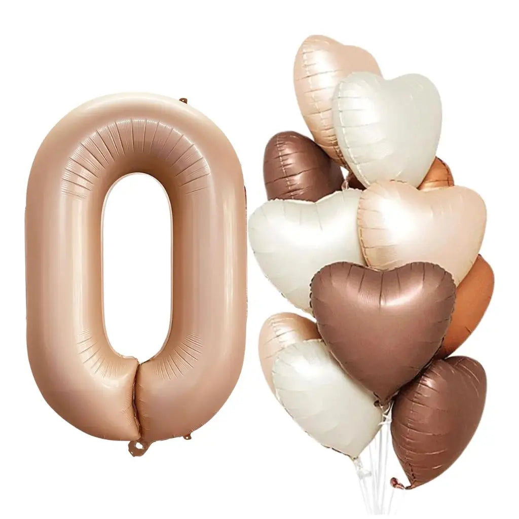 Retro Caramel Number 0 Birthday Balloon Bundle 13pk